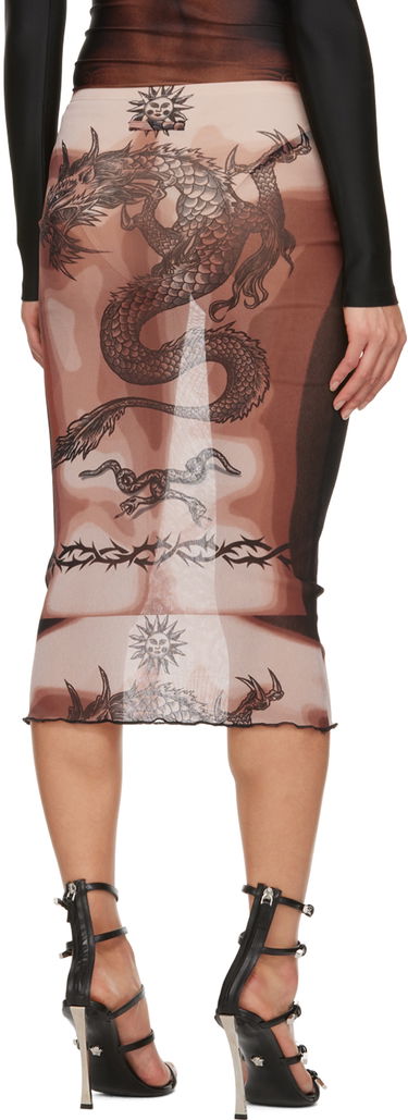 Sukňa Jean Paul Gaultier Jean Paul Gaultier 'Safe Sex Forever' Print Mesh Midi Skirt Hnedá | 23/15-F-JU065-T538-636000, 2