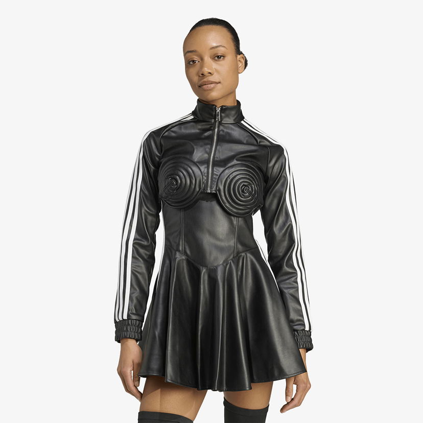Šaty adidas Originals Jeremy Scott Faux Leather Track Dress Čierna | JW0834
