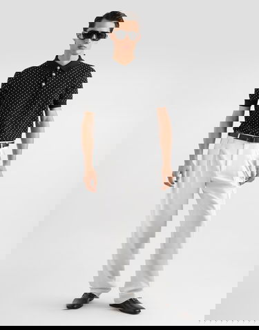 Polo tričko Dolce & Gabbana Micro-dot Stitch Knitted Polo Shirt with Pearl Buttons Čierna | GXZ02ZJGMFBN0004, 1