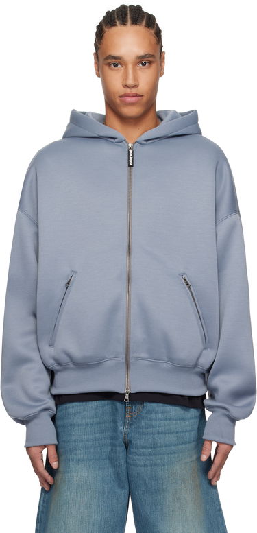 Mikina Palm Angels Palm Angels Neoprene Zip-Up Hoodie Modrá | PMEA292S25FAB0010909, 0