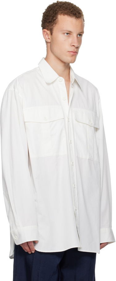 Košeľa Dries Van Noten Dries Van Noten Oversized Cotton Long-Sleeve Shirt with Flap Pockets Biela | 252-020768-2294, 1