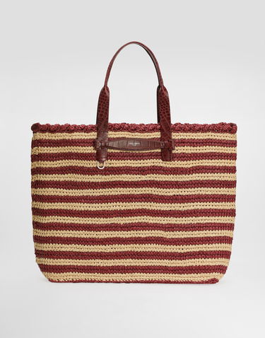 Tote bag Dolce & Gabbana Dolce & Gabbana Raffia Striped Shopper Tote Červená | BM2453A9U638B509, 0
