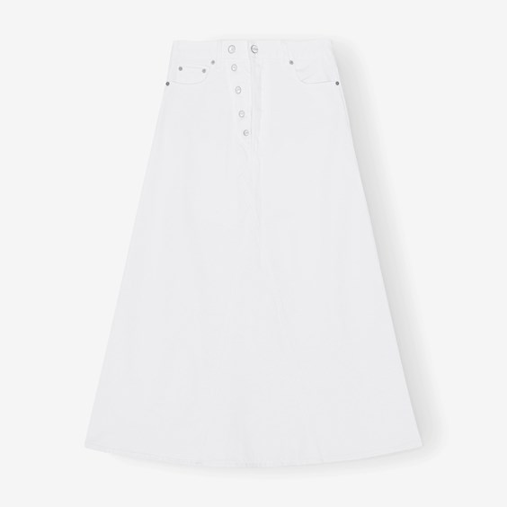 Sukňa GANNI White Denim Double Fly Maxi Skirt Biela | J1267-151, 0