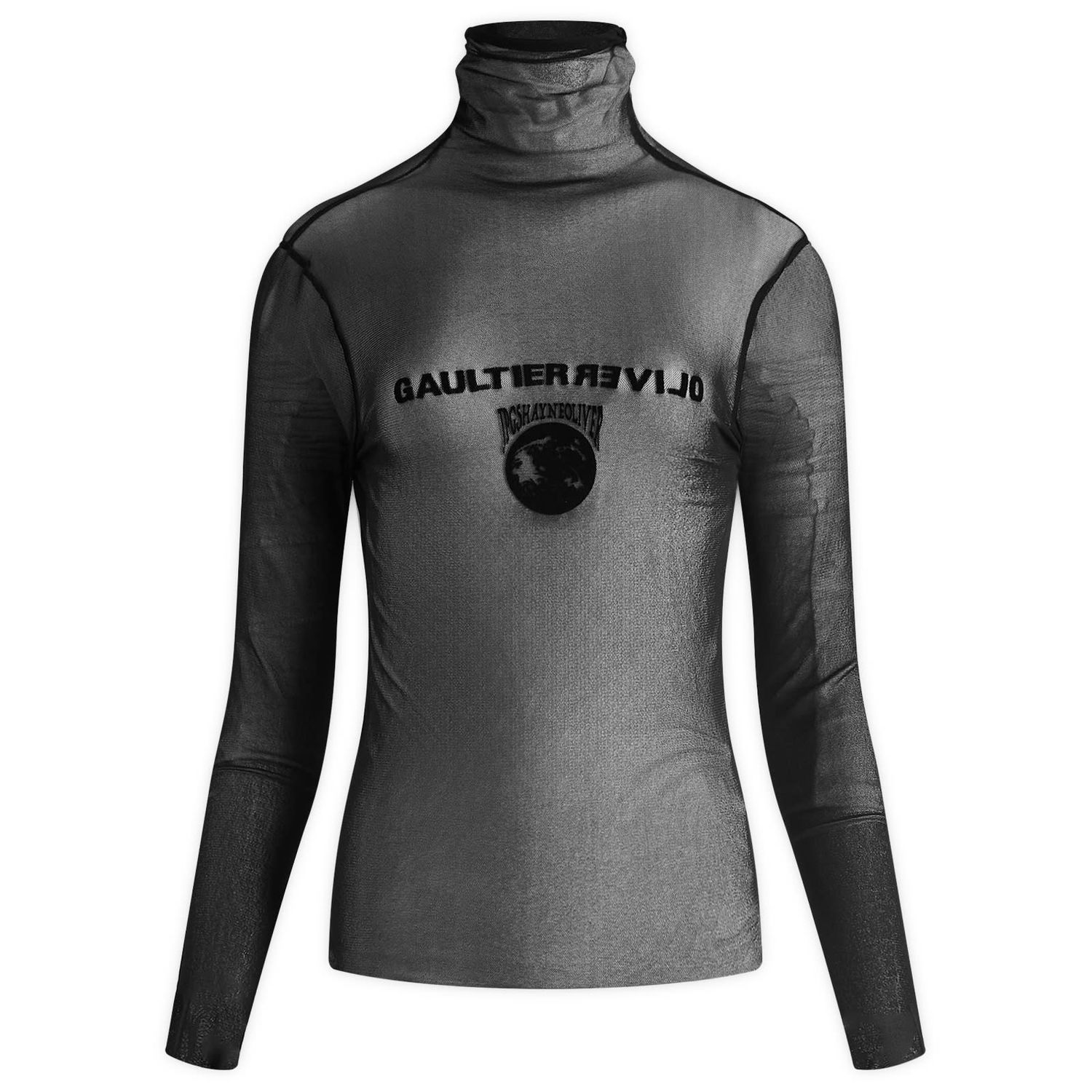 Mikina Jean Paul Gaultier Mesh Turtle Neck Flocked Earth Čierna | 24-27-U-TO187I-T001-0000, 1
