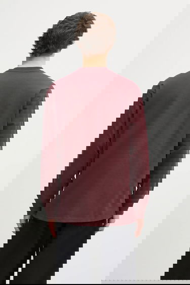 Tričko Carhartt WIP Cotton American Script Long-Sleeve T-Shirt with Embroidered Logo Vínová | I029955.33KXX, 2