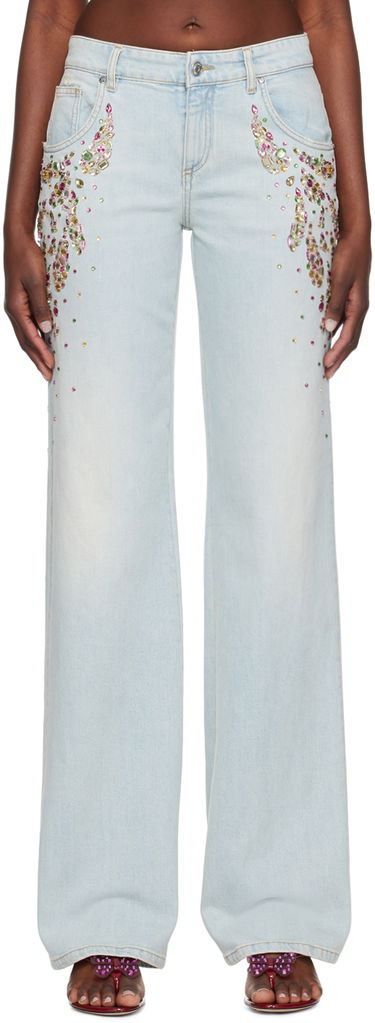 Džínsy Blumarine Blumarine Cabochon Embellished Jeans Modrá | P422J132A, 0