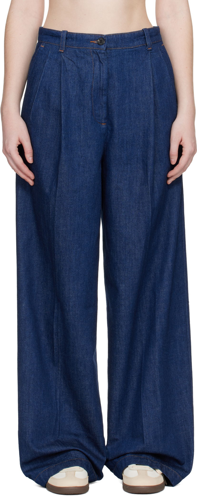 Džínsy A.P.C. Pleated Wide-Leg Jeans Modrá | COHMJ-F08510