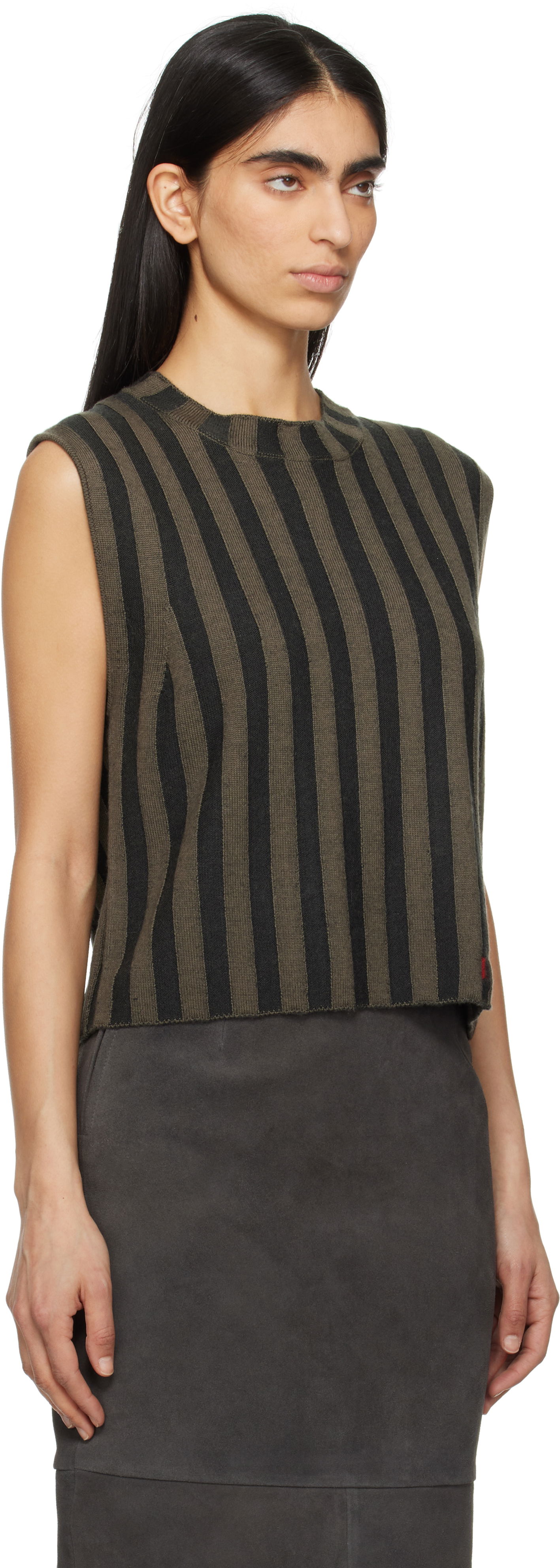 Sveter Eckhaus Latta Eckhaus Latta Striped Knit Tank Top Hnedá | 8025-EL-PS25-B -, 1
