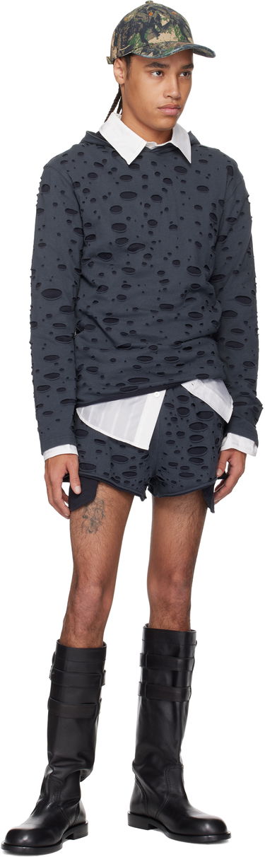 Mikina Acne Studios Acne Studios Layered Knitted Hoodie Navy | BL0407-, 3