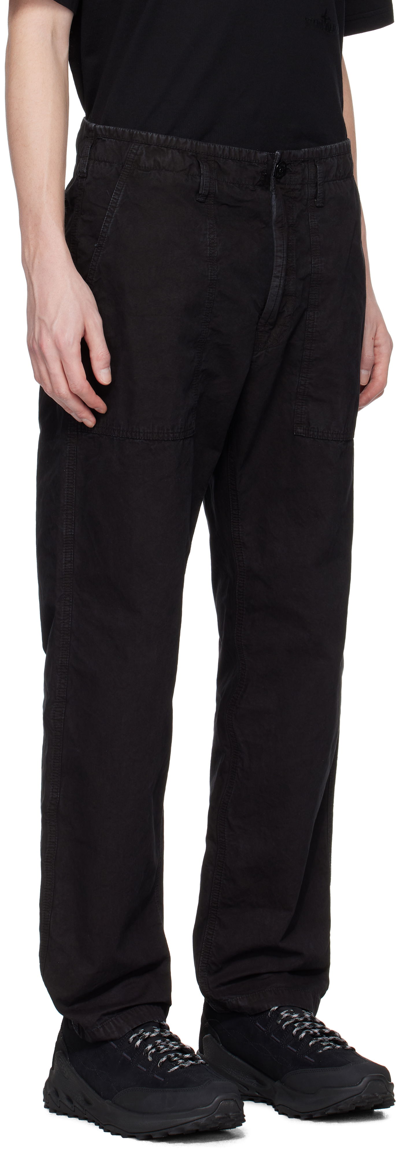 Cargo nohavice Stone Island Stone Island Brushed Organic Cotton Canvas Old Effect Trousers Čierna | K1S15 3100023 S00WA, 1