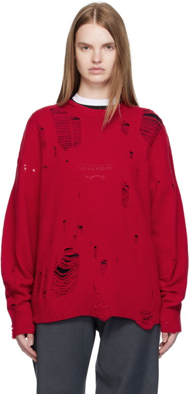 Sveter Charles Jeffrey Loverboy Charles Jeffrey LOVERBOY Distressed Logo Sweater Červená | 52090102, 0