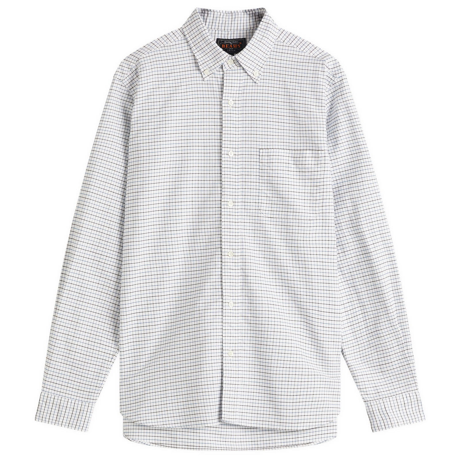 Košeľa BEAMS Beams Plus Tattersall Check Button Down Oxford Shirt, Size Medium Modrá | 3811-1151-139-75, 0
