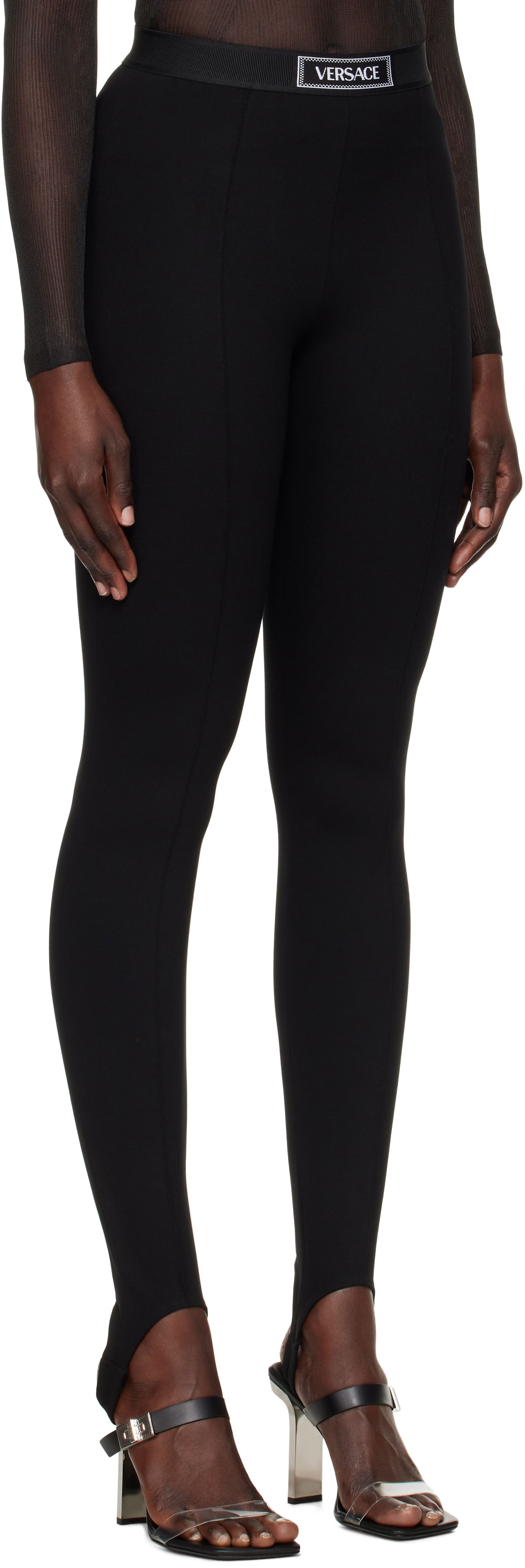 Legíny Versace Stirrup Leggings With Logo Čierna | 1015879_1A12037_1B000, 1