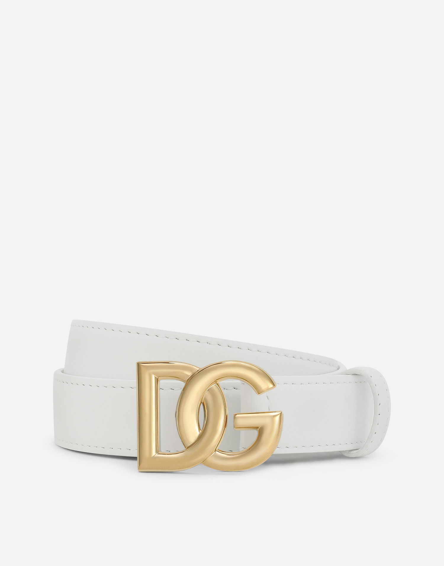 Opasok Dolce & Gabbana Dolce & Gabbana Calfskin Belt with DG Logo Biela | BE1447AW57680002, 0