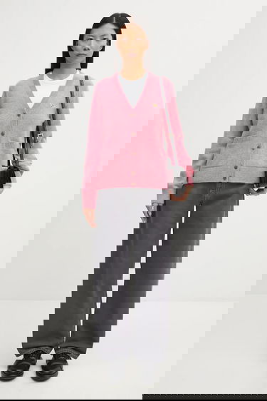 Sveter MAISON KITSUNÉ Maison Kitsuné Baby Fox Lambswool Boxy Cardigan Ružová | PW00501KT1006, 4