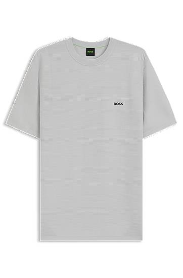Tričko BOSS BOSS Rib-Knit T-Shirt with Logo Šedá | 50541939, 0