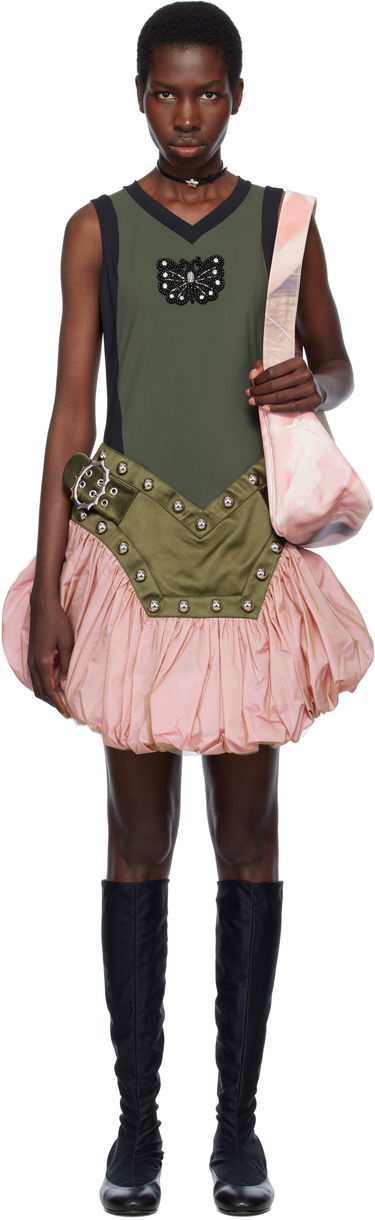 Šaty Chopova Lowena Chopova Lowena Backtuck Mini Dress with Butterfly Appliqué Zelené | 1289, 0