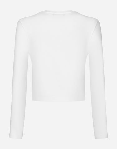 Tričko Dolce & Gabbana Long-sleeved T-shirt With Logo Biela | F8U49ZFU7EQW0800, 1