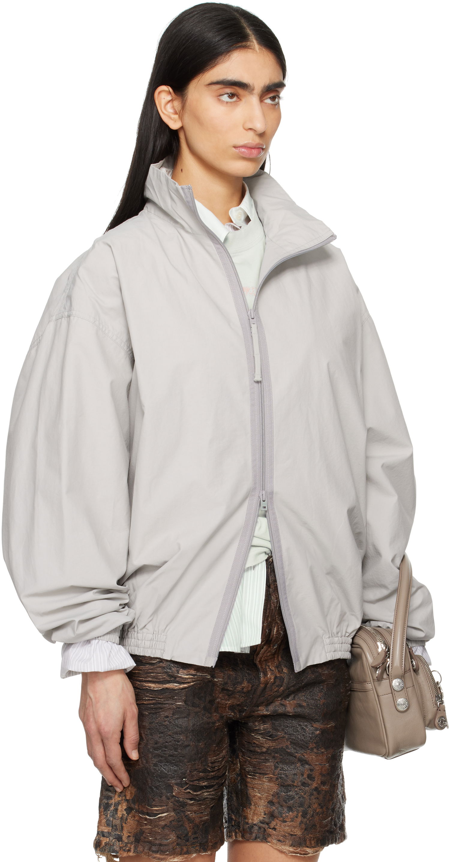 Vetrovka Acne Studios Acne Studios Logo Zip Up Jacket Šedá | B90800-, 1