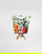 Dolce & Gabbana Floral Tie-Front Crop T-Shirt