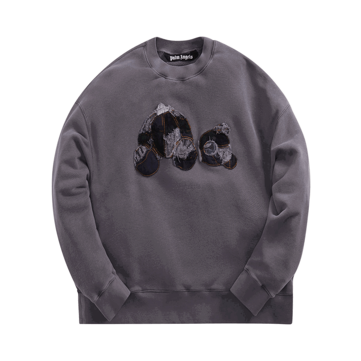 Mikina Palm Angels Patchwork Ripped Bear Crew Šedá | PMBA026F22FLE0024940, 0