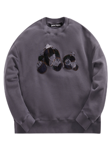 Mikina Palm Angels Patchwork Ripped Bear Crew Šedá | PMBA026F22FLE0024940