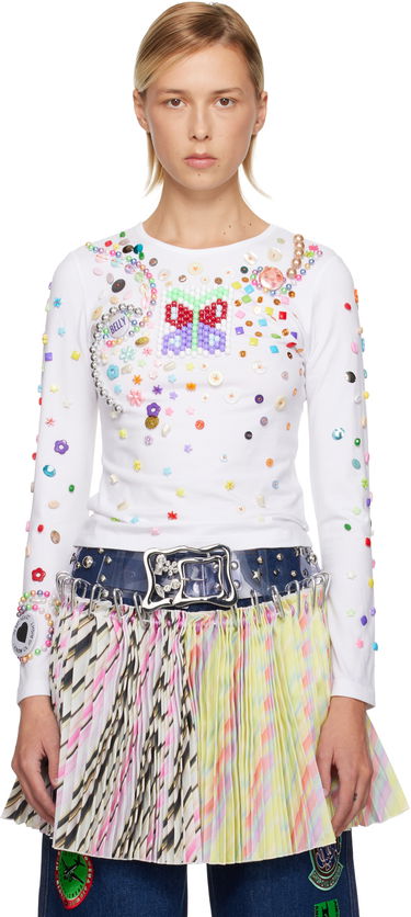 Dres Chopova Lowena Chopova Lowena Day Defunct Multi-Embellished Long Sleeve Jersey T-shirt Rôznofarebný | 2324, 0