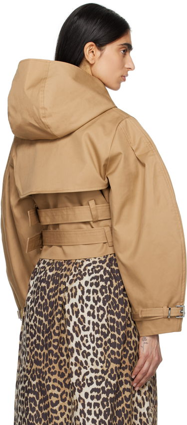Trenčkot GANNI Ganni Bonded Cotton Short Trench Jacket Hnedá | W0220, 2