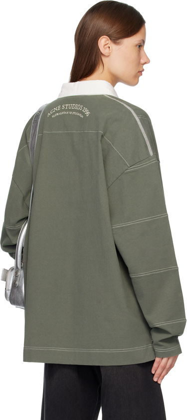 Polo tričko Acne Studios Long Sleeve Logo Polo Zelené | CL0396-, 2