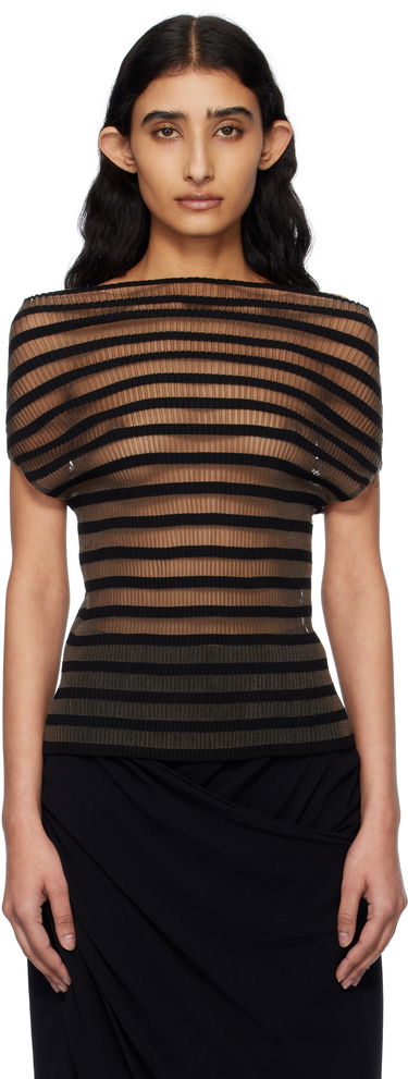 Tričko Jean Paul Gaultier Jean Paul Gaultier 'The Marinière' Striped Sheer Top Čierna | 25/34-F-TO273-M088-00, 0