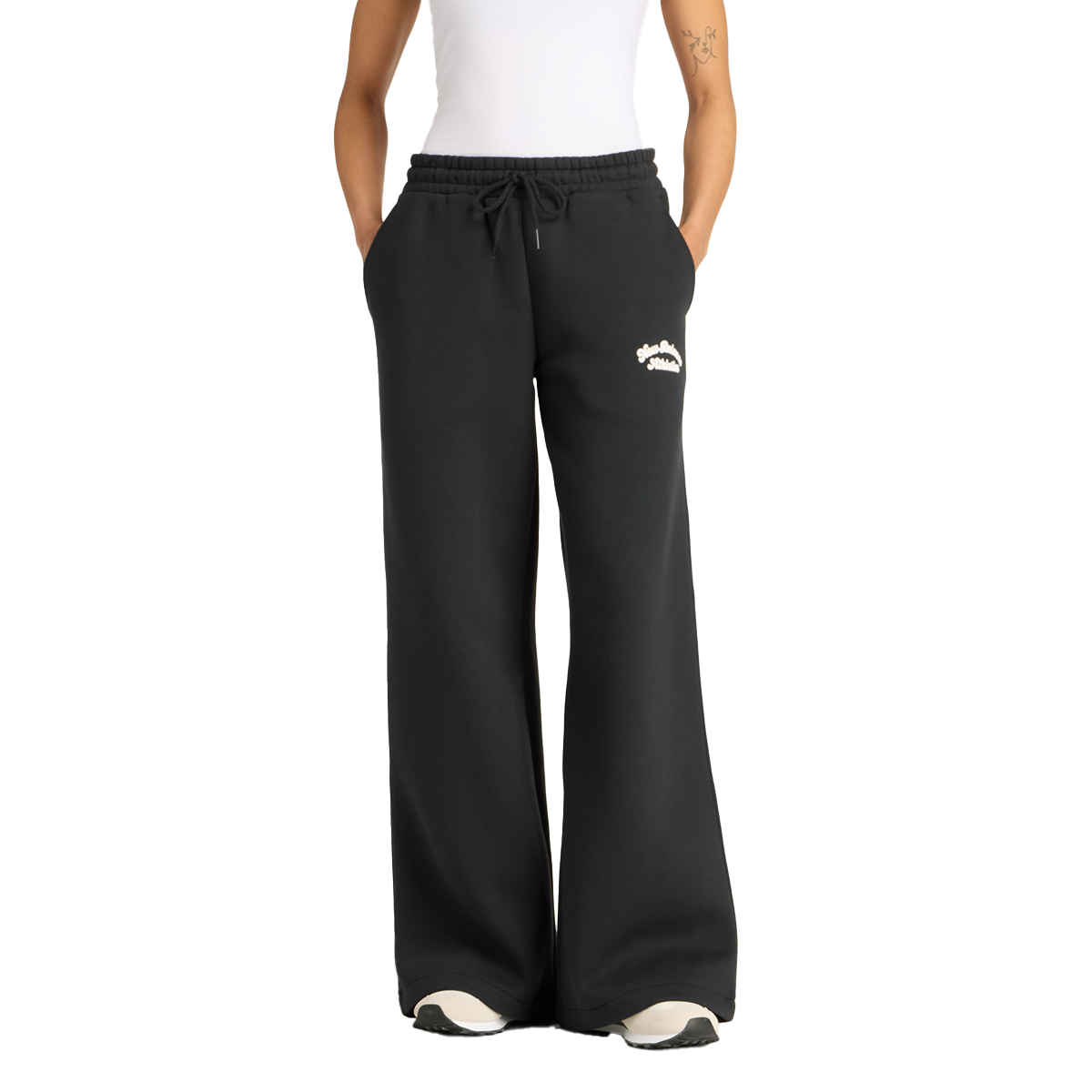 Tepláky New Balance Linear Heritage Wide-Leg Drawstring Sweatpants Čierna | WP53902-BK, 0