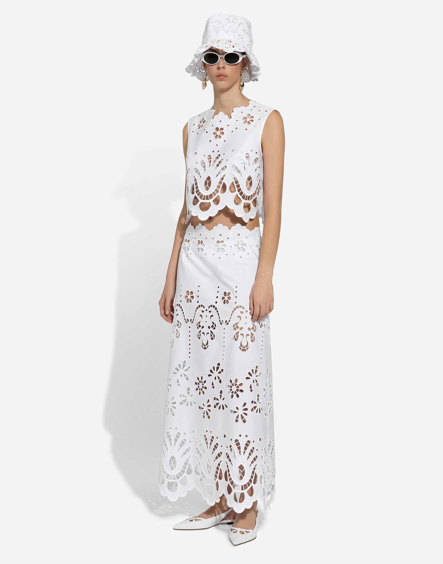 Sukňa Dolce & Gabbana Cotton Calf-length Skirt With Cut-out Detailing Biela | F4CVTZGDCJQW0800, 1