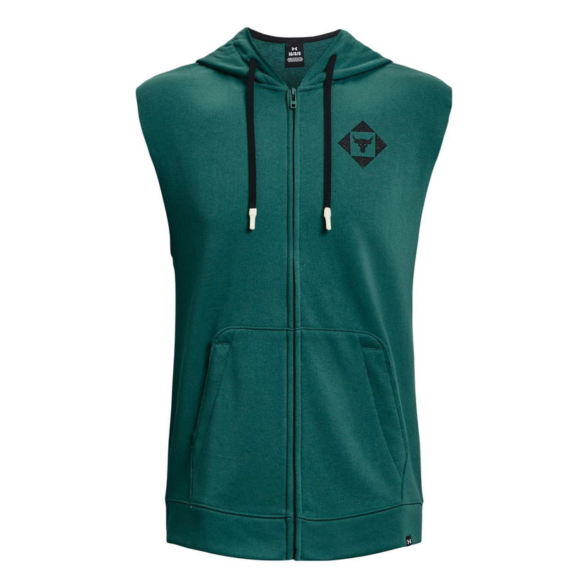 Mikina Under Armour Project Rock Heavyweight Terry Sleeveless Full-Zip Hoodie Zelené | 1377434-722