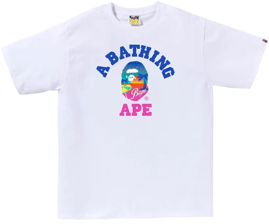 Tričko BAPE BAPE Sunset Beach College T-shirt XL Biela | 001TEJ301068M-WHT, 0