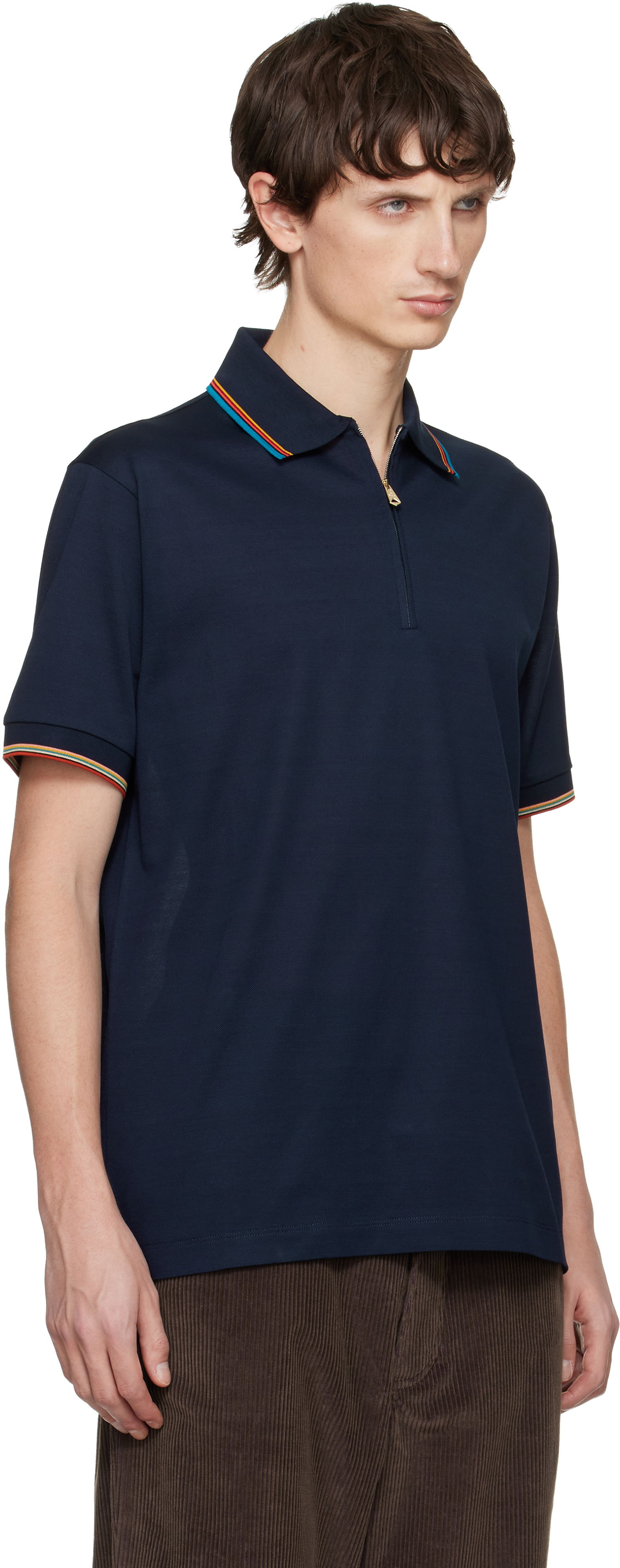 Polo tričko Paul Smith Paul Smith Multi-Stripe Quarter-Zip Polo Shirt Navy | M1R-487Y-L00089-49, 1