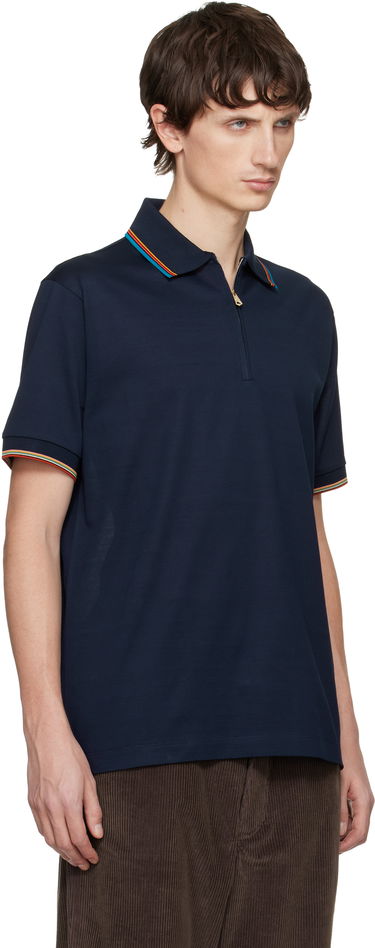 Polo tričko Paul Smith Paul Smith Multi-Stripe Quarter-Zip Polo Shirt Navy | M1R-487Y-L00089-49, 1