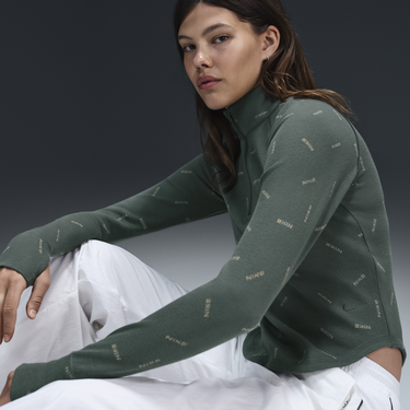 Tričko Nike Long Sleeve T-Shirt Slim Fit With Zipper Zelené | FV7821-338, 0