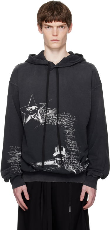 Mikina Ann Demeulemeester Ann Demeulemeester Olly Sketchbook High-Comfort Hoodie Čierna | B0012870-FA639-098, 0