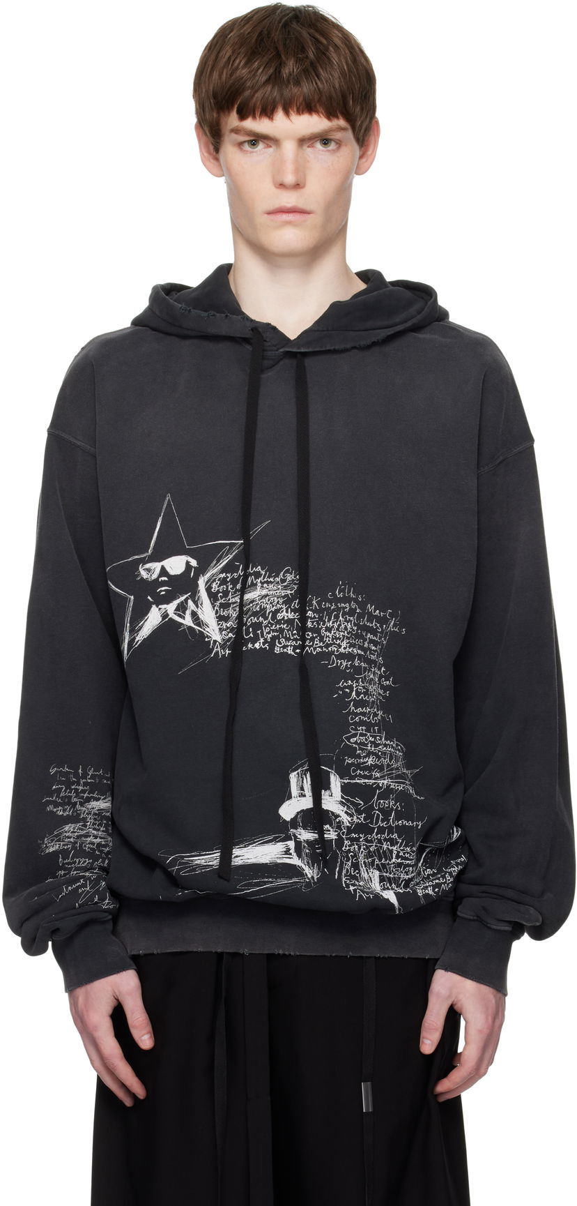 Mikina Ann Demeulemeester Ann Demeulemeester Olly Sketchbook High-Comfort Hoodie Čierna | B0012870-FA639-098