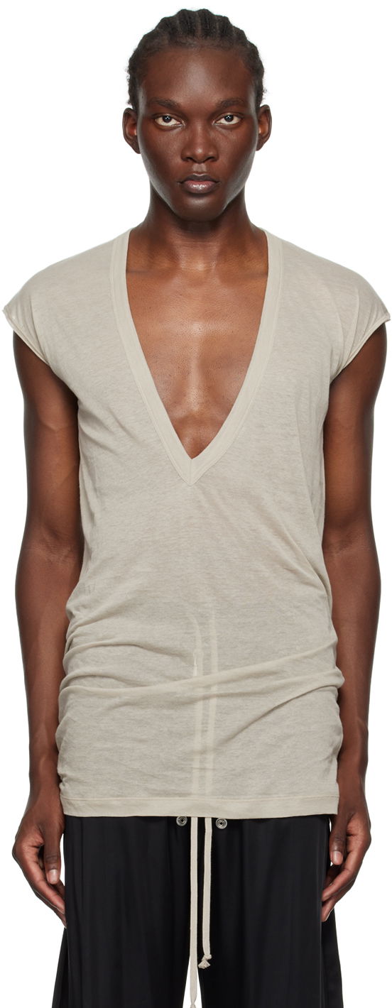 Tielko Rick Owens Porterville Dylan Deep V-Neck T-Shirt Béžová | RU02D6157 UC, 0