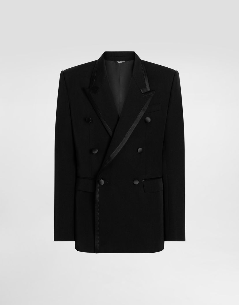 Bunda Dolce & Gabbana Dolce & Gabbana Double-Breasted Wool Gabardine Jacket Čierna | G2VQ3TFU21EN0000
