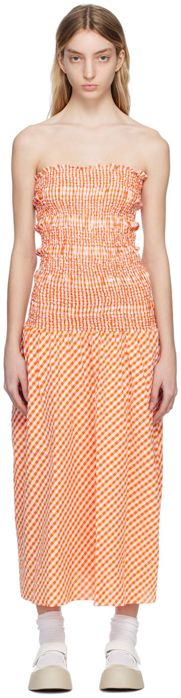 Šaty KENZO Paris Check Midi Dress Oranžová | FD52RO1079LN, 0