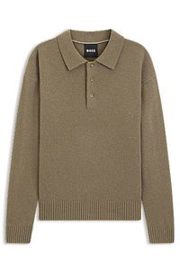 Brushed virgin-wool polo sweater