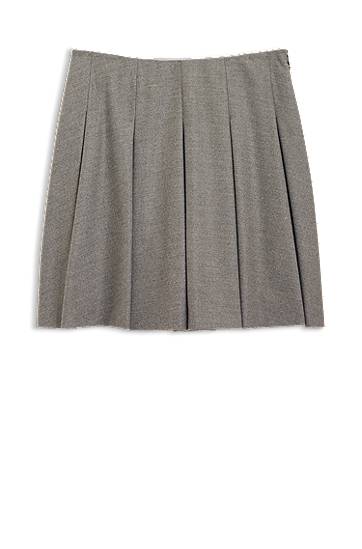 Sukňa BOSS Melange Stretch Flannel Pleated Mini Skirt Šedá | 50547638