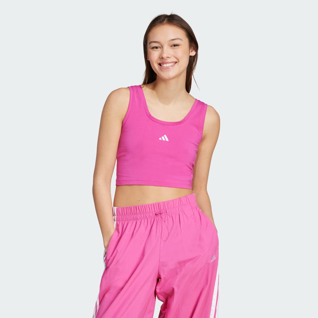 Tielko adidas Performance Essentials Small Logo Cotton Crop Tank Top Ružová | JP4792, 0