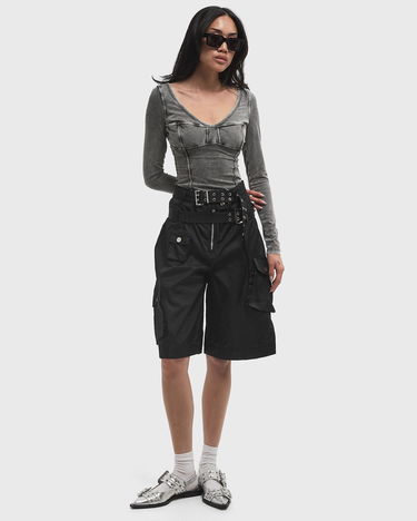 Šortky GANNI Double Buckle Nylon Cargo Shorts Čierna | W0622-099, 2