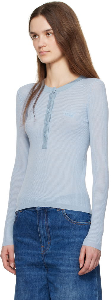 Body CHLOÉ Chloe Long Sleeve Henley Top Modrá | CH24WMP51667, 3