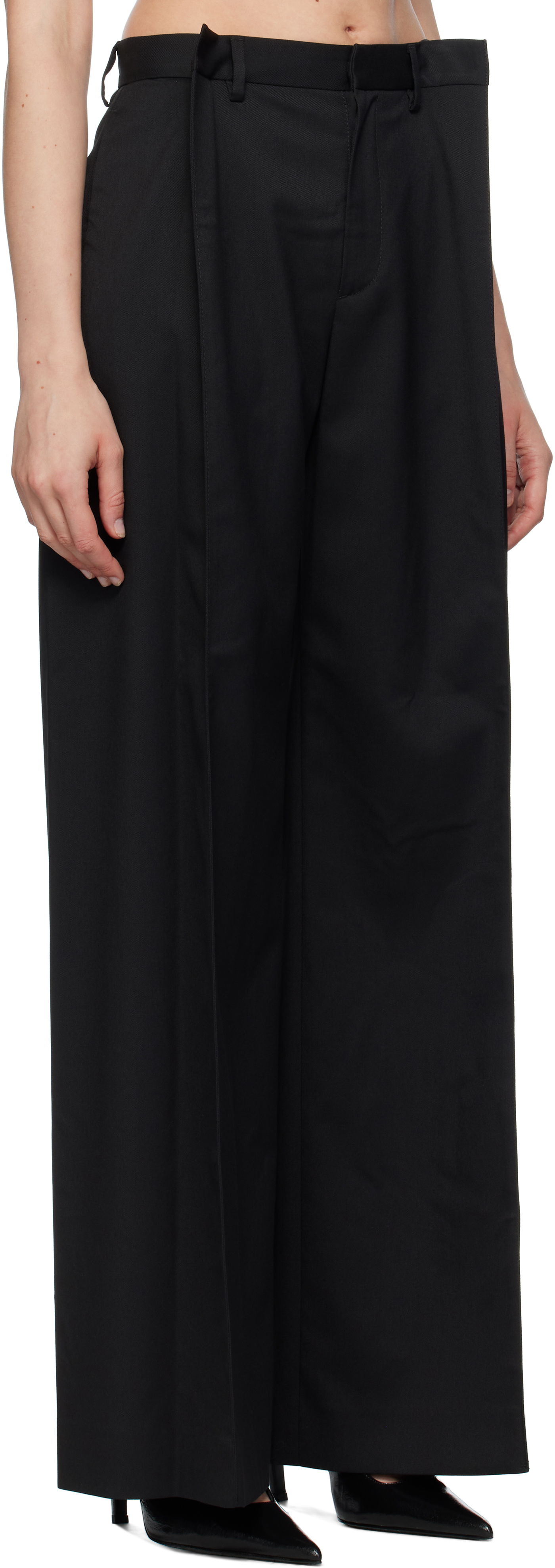 Nohavice Maison Margiela MM6 Maison Margiela Tailoring Blend Wide-Leg Trousers Čierna | S52KA0539 M35227, 1