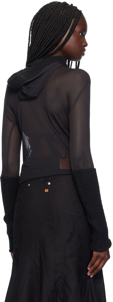 Sveter Miaou Miaou Mari Sheer Mesh Hoodie Čierna | 8105PM2BLK, 2