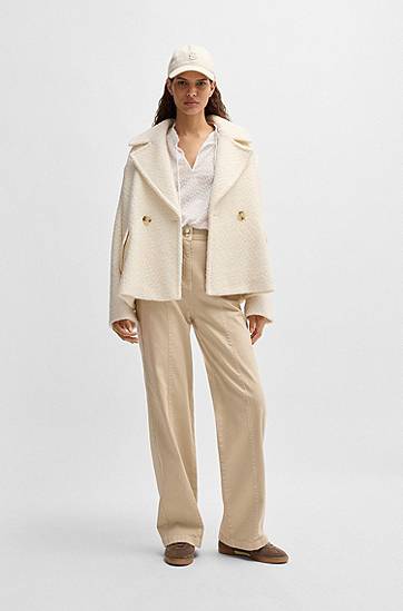 Bunda BOSS BOSS Bouclé Double-Breasted Coat Biela | 50534895, 1
